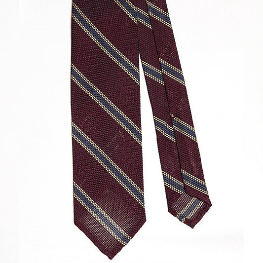 Cravatta F.Marino Garza Regimental 3 pieghe Navy Bordeaux - Francesco Marino Napoli