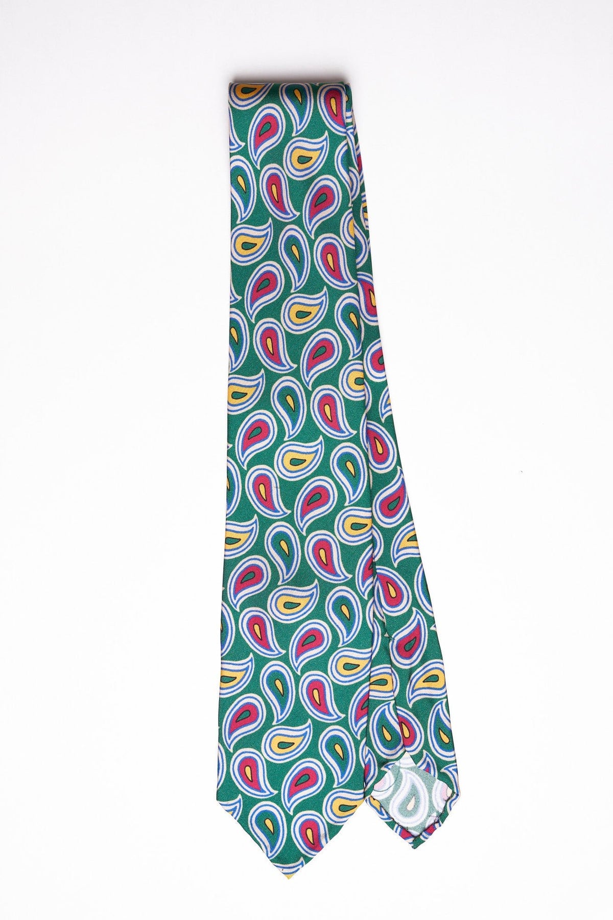 Cravatta F.Marino 3 pieghe Verde Paisley - Francesco Marino Napoli