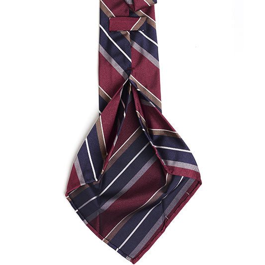 Cravatta F.Marino Regimental 4 pieghe Rosso Navy Marrone Grigio - Francesco Marino Napoli