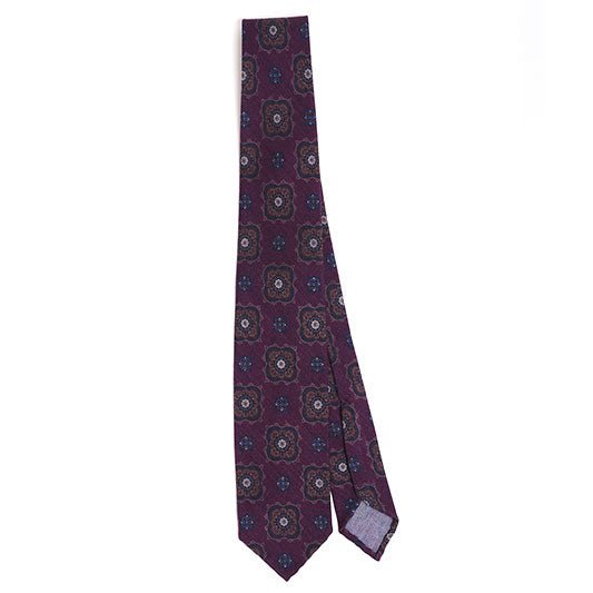 Cravatta F.Marino 3 pieghe Borgogna Fiori - Francesco Marino Napoli