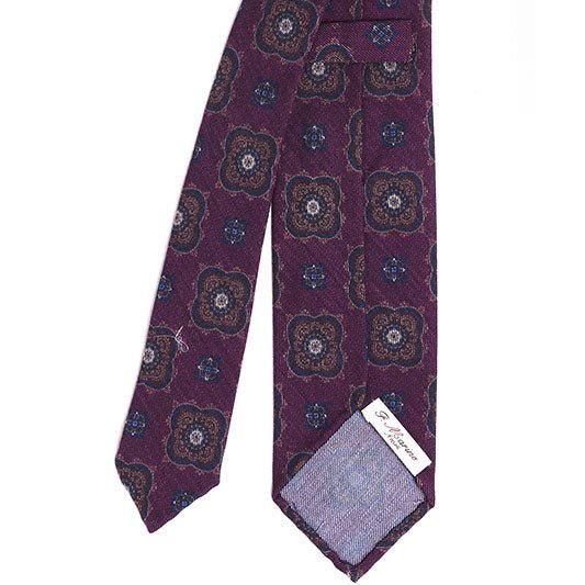 Cravatta F.Marino 3 pieghe Borgogna Fiori - Francesco Marino Napoli