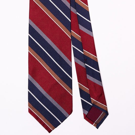Cravatta F.Marino Regimental 3 pieghe Rosso Fragola - Francesco Marino Napoli