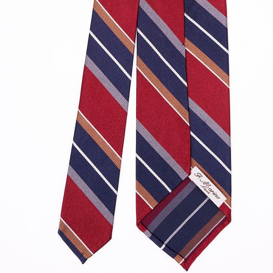Cravatta F.Marino Regimental 3 pieghe Rosso Fragola - Francesco Marino Napoli
