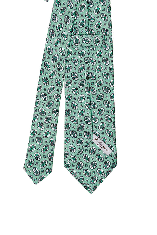 Cravatta F.Marino verde acqua con motivo geometrico ovale