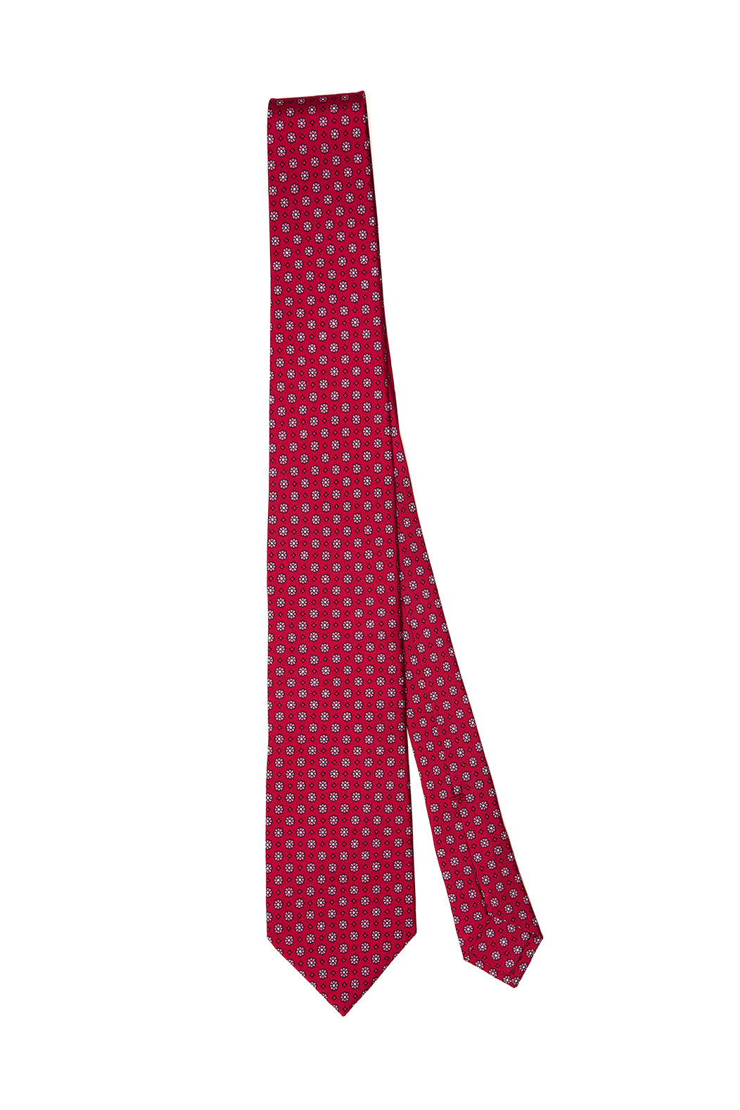 Cravatta F.Marino rossa con motivo floreale blu e bianco