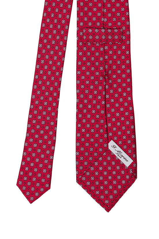 Cravatta F.Marino rossa con motivo floreale blu e bianco