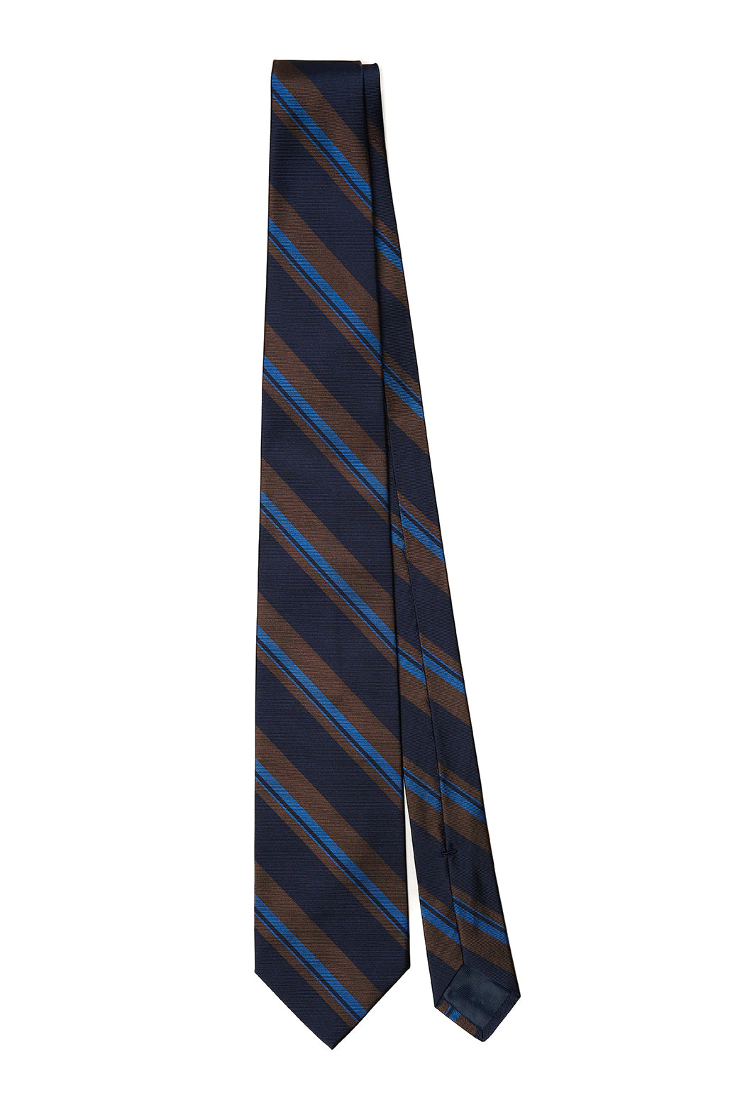 Cravatta F.Marino regimental in blu navy, marrone e azzurro