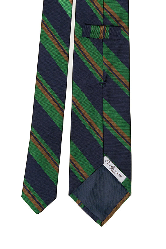 Cravatta F.Marino regimental in blu navy, verde e marrone