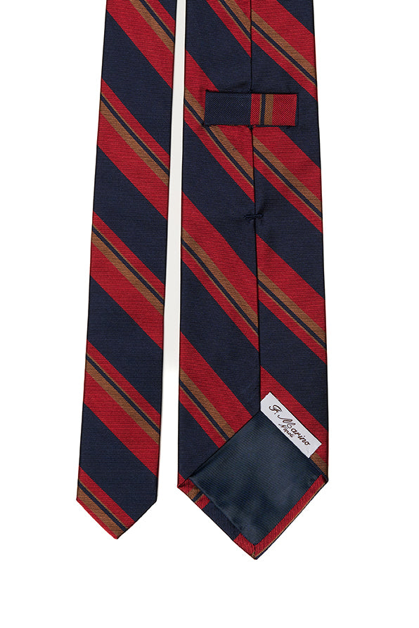 Cravatta F.Marino regimental in blu navy, rosso e marrone