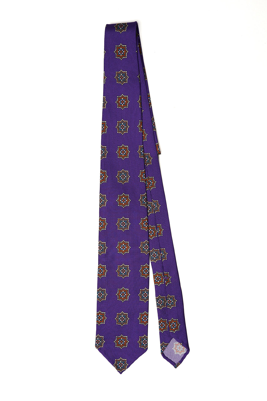 Cravatta F.Marino viola con pattern floreale geometrico multicolore
