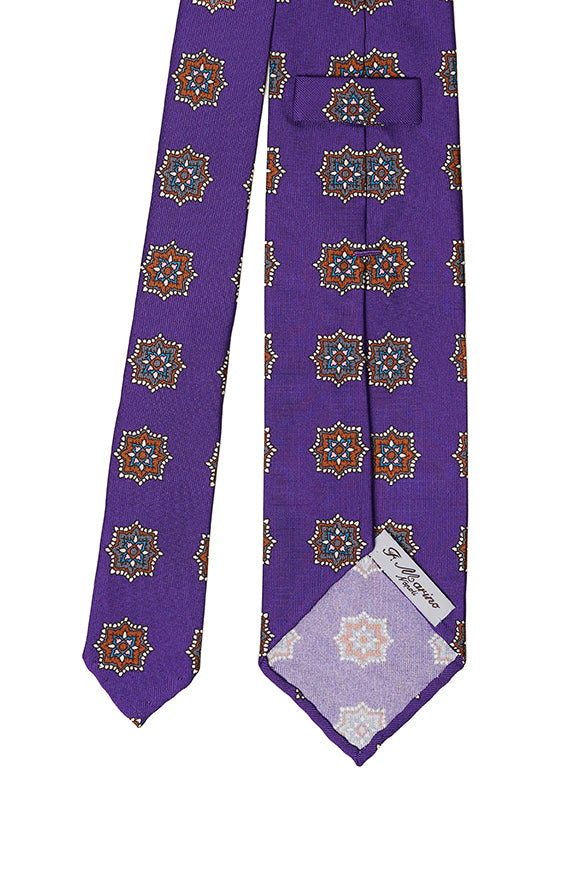 Cravatta F.Marino viola con pattern floreale geometrico multicolore