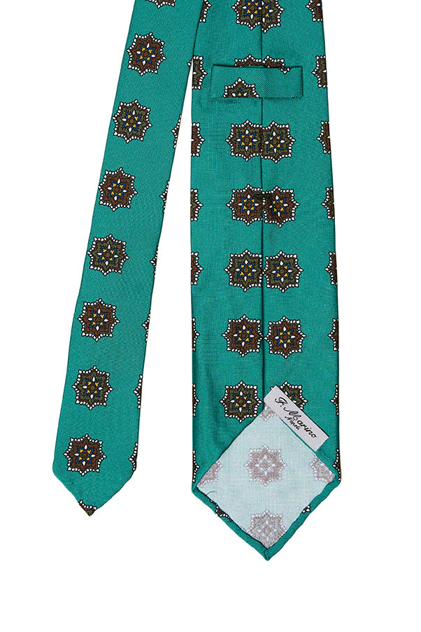 Cravatta F.Marino verde acqua con decorazioni a stella marrone