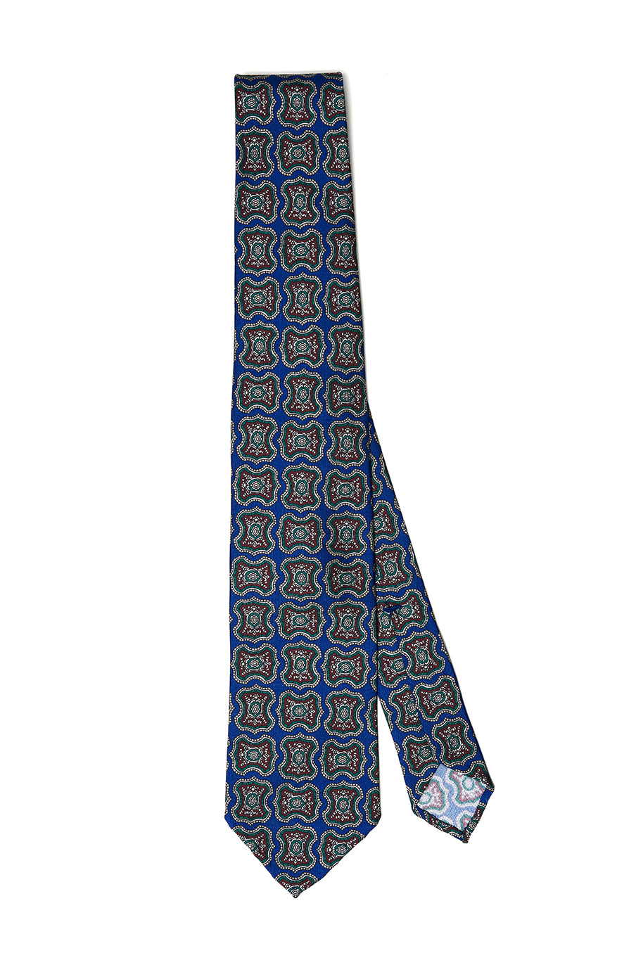 Cravatta F.Marino blu reale con motivo geometrico ornamentale