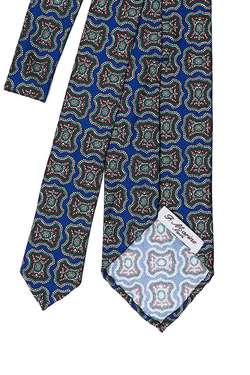 Cravatta F.Marino blu reale con motivo geometrico ornamentale