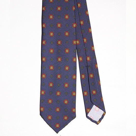 Cravatta F.Marino 3 Pieghe Blu Navy Fiore - Francesco Marino Napoli
