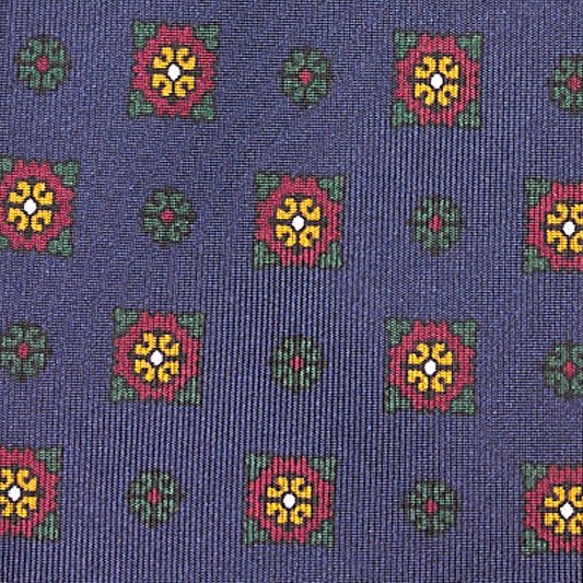 Cravatta F.Marino 3 Pieghe Blu Navy Fiore - Francesco Marino Napoli