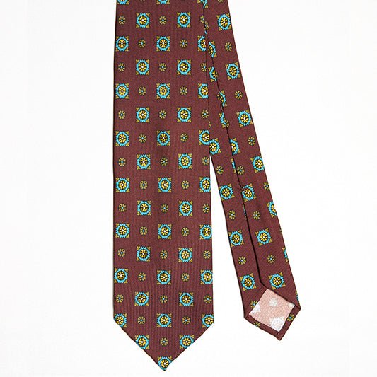Cravatta F.Marino 3 pieghe Marrone Fiore - Francesco Marino Napoli