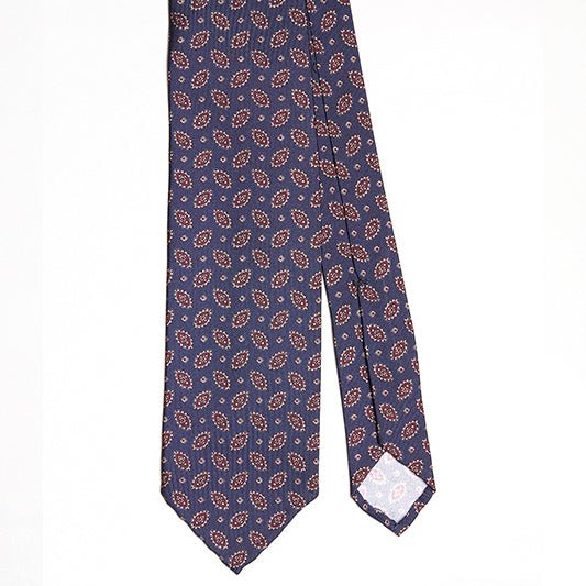 Cravatta F.Marino 3 Pieghe Blu navy Medaglione - Francesco Marino Napoli