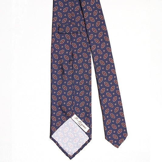 Cravatta F.Marino 3 Pieghe Blu navy Medaglione - Francesco Marino Napoli