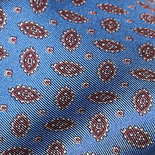 Cravatta F.Marino Seta Twill Blu Denim Medaglione - Francesco Marino Napoli