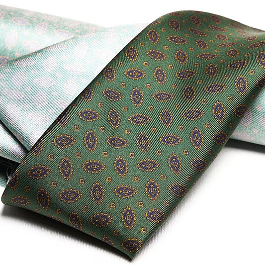 Cravatta F.Marino Seta Twill Piccolo Medaglione Verde - Francesco Marino Napoli