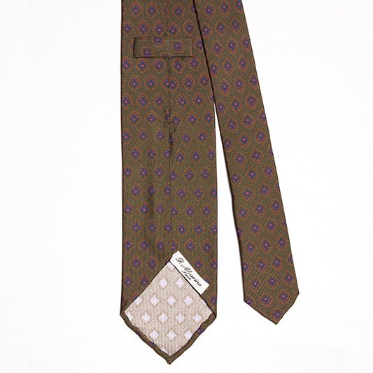 Cravatta F.Marino Regimental 3 pieghe Verde Rombi - Francesco Marino Napoli