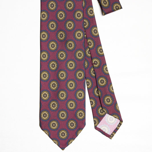 Cravatta F.Marino 3 pieghe Bordeaux Medaglione