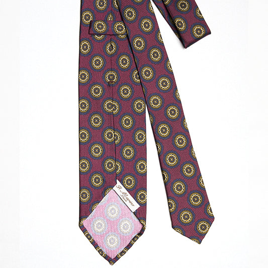 Cravatta F.Marino 3 pieghe Bordeaux Medaglione