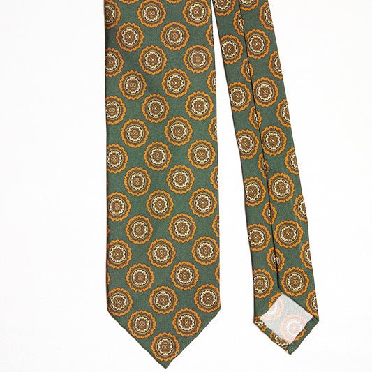 Cravatta F.Marino Regimental 3 pieghe Verde Medaglione - Francesco Marino Napoli