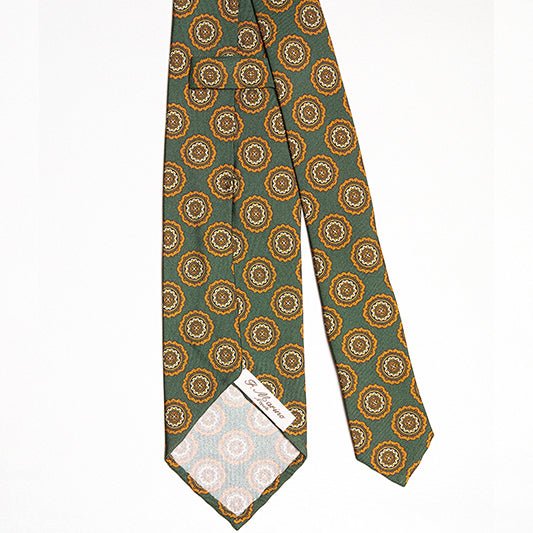Cravatta F.Marino Regimental 3 pieghe Verde Medaglione - Francesco Marino Napoli