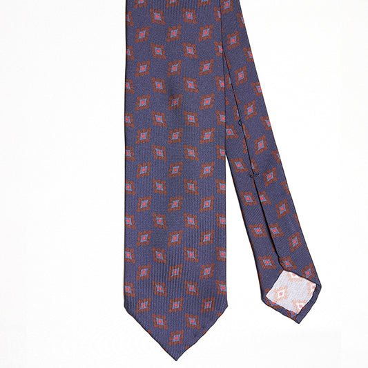 Cravatta F.Marino 3 Pieghe Blu navy Rombi - Francesco Marino Napoli