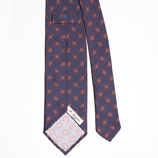 Cravatta F.Marino 3 Pieghe Blu navy Rombi - Francesco Marino Napoli