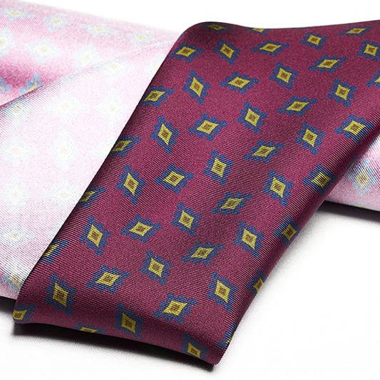 Cravatta F.Marino Seta Twill Bordeaux Rombi - Francesco Marino Napoli