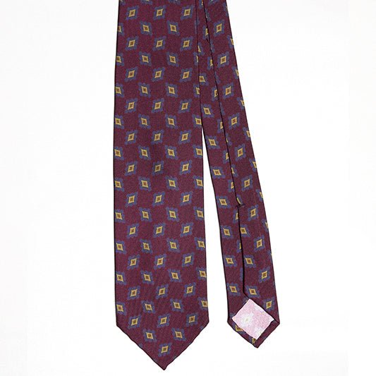 Cravatta F.Marino 3 pieghe Bordeaux Rombi - Francesco Marino Napoli