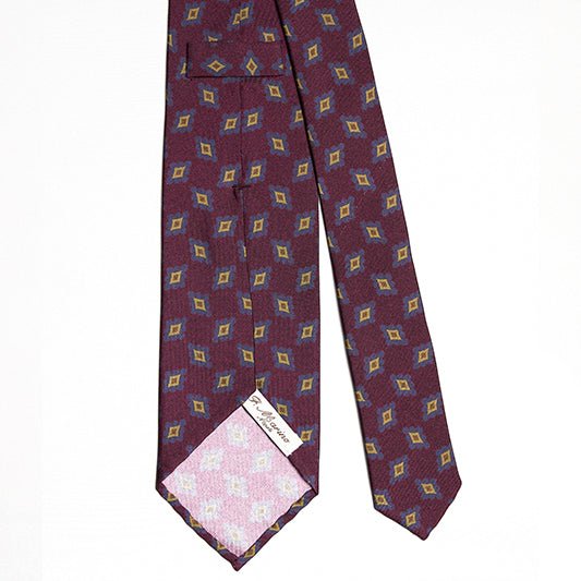 Cravatta F.Marino 3 pieghe Bordeaux Rombi - Francesco Marino Napoli