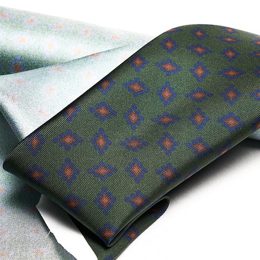 Cravatta F.Marino Seta Twill Verde Rombi - Francesco Marino Napoli