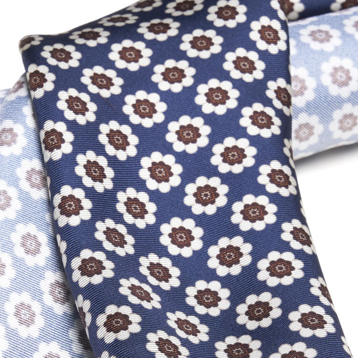 Cravatta-F.Marino-Twill-Fiore-Blu Scuro-Francesco Marino Napoli