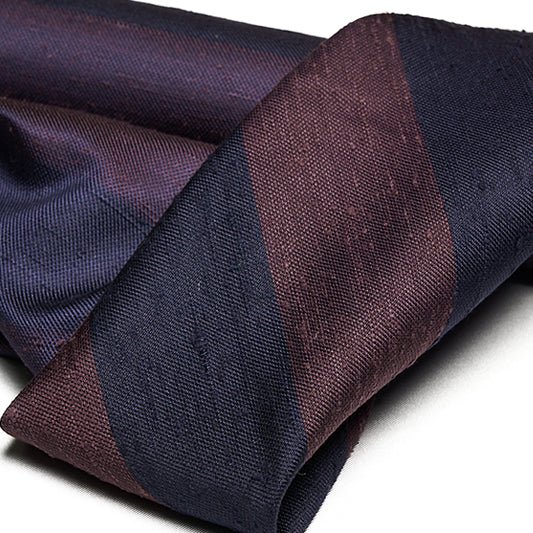 Cravatta F.Marino Shantung Regimental Blu navy Bordeaux - Francesco Marino Napoli