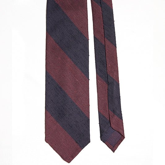 Cravatta F.Marino Shantung Regimental 3 pieghe Navy Bordeaux - Francesco Marino Napoli
