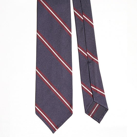 Cravatta F.Marino Regimental 3 pieghe Blu scuro Bordeaux - Francesco Marino Napoli