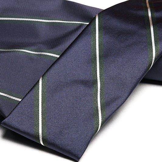 Cravatta F.Marino Seta Regimental Blu navy Verde Bianco - Francesco Marino Napoli