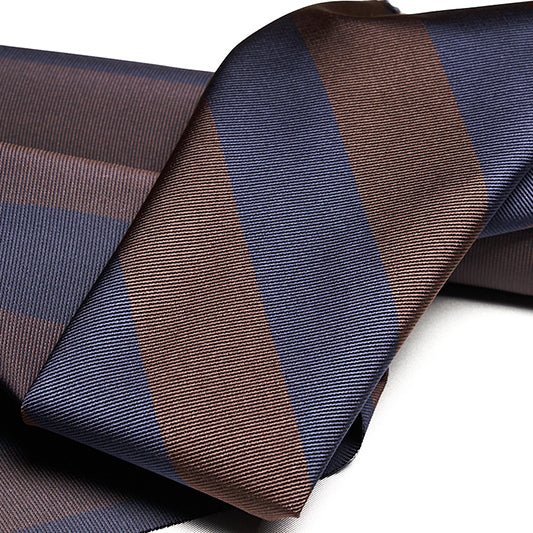 Cravatta F.Marino Seta Regimental blu navy-marrone - Francesco Marino Napoli