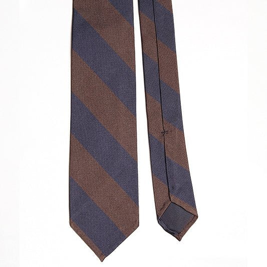Cravatta F.Marino Regimental 3 pieghe Navy Ruggine - Francesco Marino Napoli