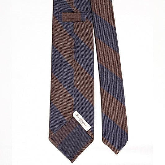 Cravatta F.Marino Regimental 3 pieghe Navy Ruggine - Francesco Marino Napoli