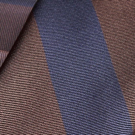 Cravatta F.Marino Seta Regimental blu navy-marrone - Francesco Marino Napoli