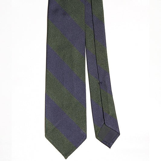 Cravatta F.Marino Regimental 3 pieghe Navy Verde - Francesco Marino Napoli