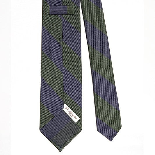 Cravatta F.Marino Regimental 3 pieghe Navy Verde - Francesco Marino Napoli