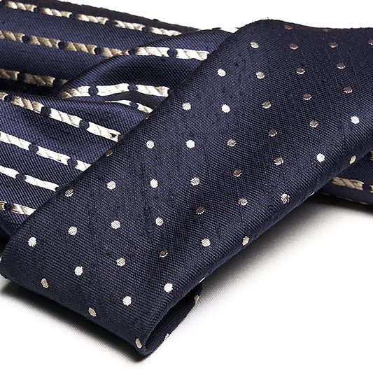 Cravatta F.Marino Shantung Navy Pois - Francesco Marino Napoli