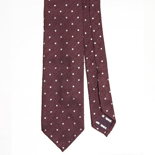 Cravatta F.Marino Shantung 3 pieghe Bordeaux Pois - Francesco Marino Napoli