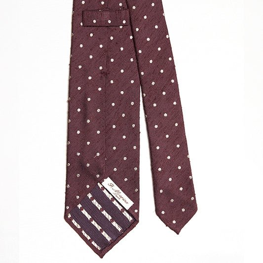 Cravatta F.Marino Shantung 3 pieghe Bordeaux Pois - Francesco Marino Napoli